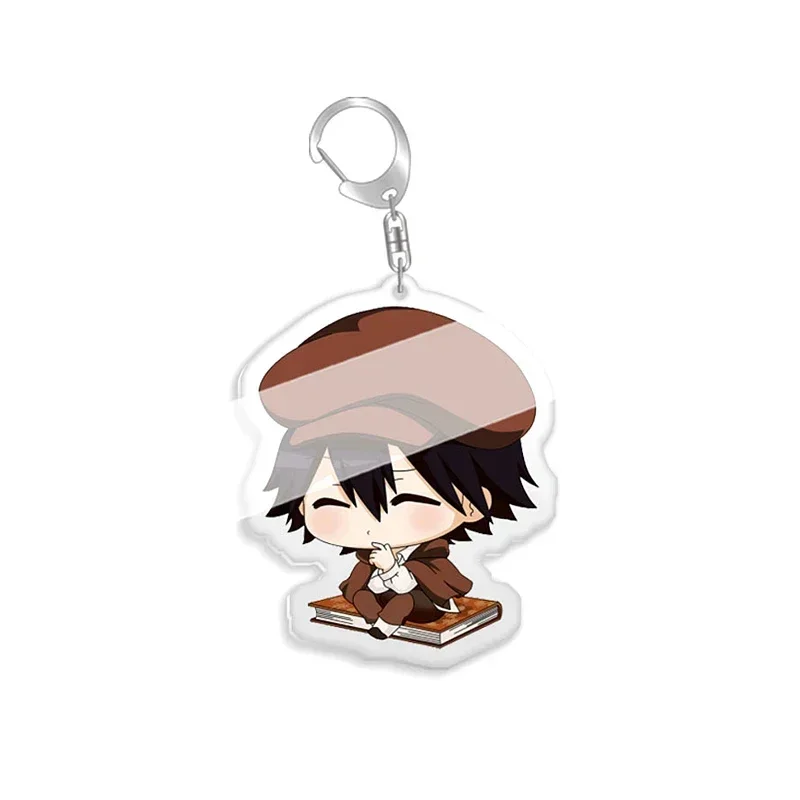 Anime Bungo Stray Dogs Dazai Osamu Keychain Nakajima Atsushi Edogawa Rampo Cute Keyring Bag Accessories Baji Decoration