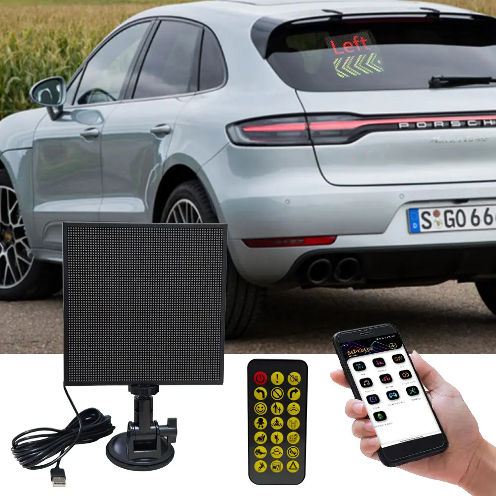 

Smart Car Led Display For Rear Window Custom DIY Sign Board Auto Bluetooth APP Control Matrix Panel 32x32 64x64 Pixel Screen