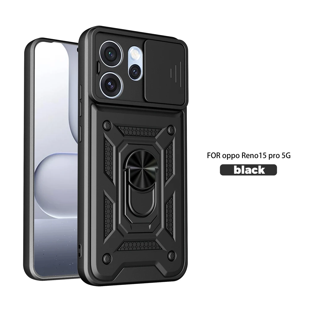 Armor Magnetic Ring Shockproof Case with Slide Camera Protection