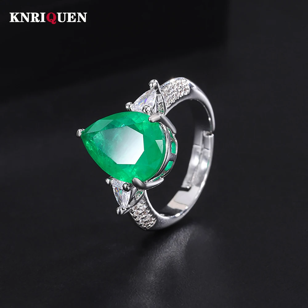 Retro Water Drop 10*14Mm Emerald Paraiba Tourmaline Topaz Rings Per Le Donne Gemstone Party Cocktail Gioielleria Raffinata Regali Di Anniversario