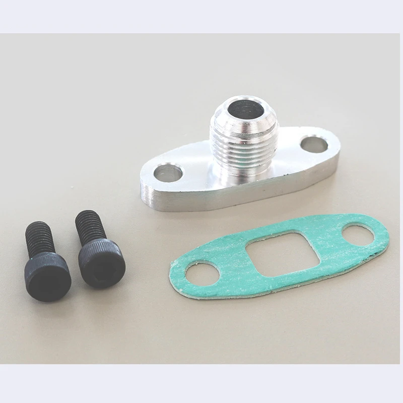 Aluminum Turbo Oil Drain Outlet Flange Gasket Adapter Kit Set 10AN 10 AN Fitting T3 T4