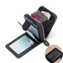 

Natural Cowhide Card Holder RFID Blocking Men Women Creative Organ ID Leather Safe Credit Card Card Holder 16 Inserts