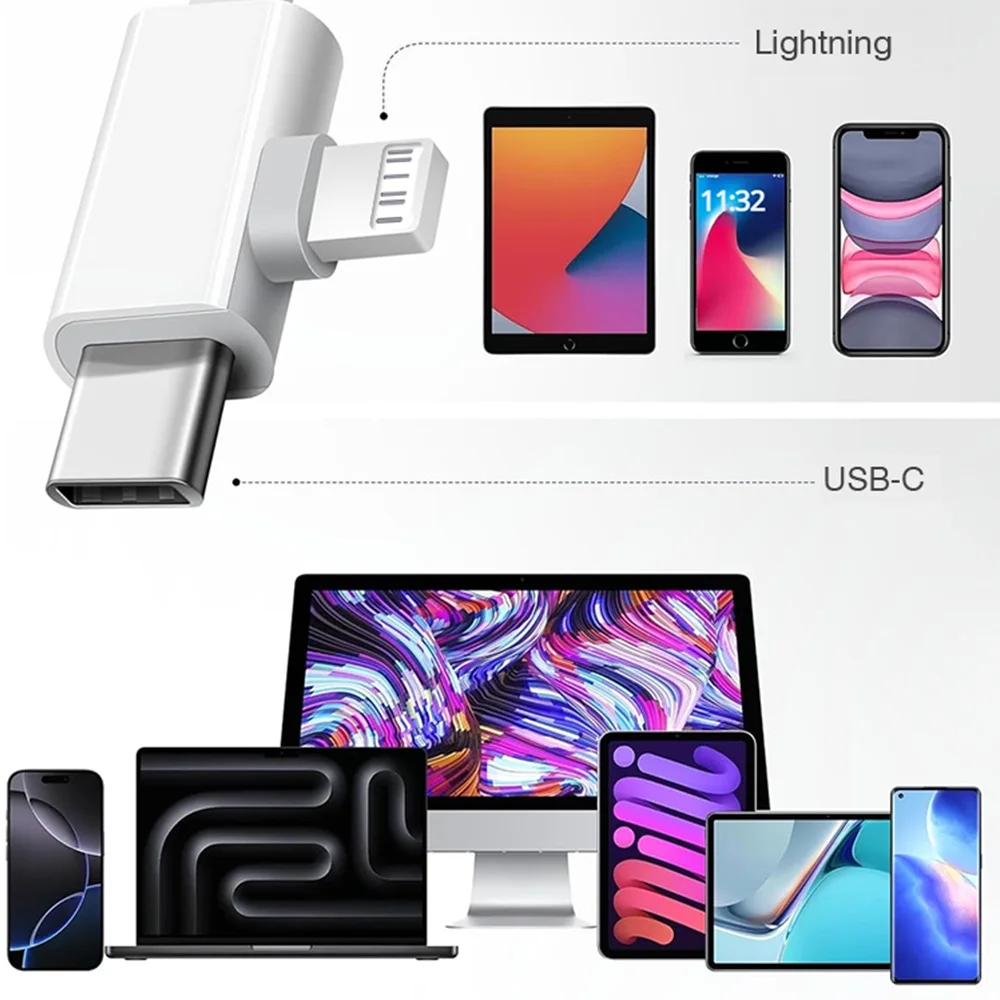 3 in 2 타입-C 라이트닝-SD TF USB A 메모리 카드 리더 어댑터 (노트북, 아이폰 17, 16 호환) 다기능 스마트 카드 리더