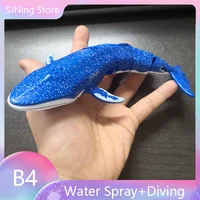 2.4Ghz Mini RC Electric Whale Water Spray And Diving Dual Motor Remote Control Animals Blue Gray Funny Toys Gifts Girls Boys 1