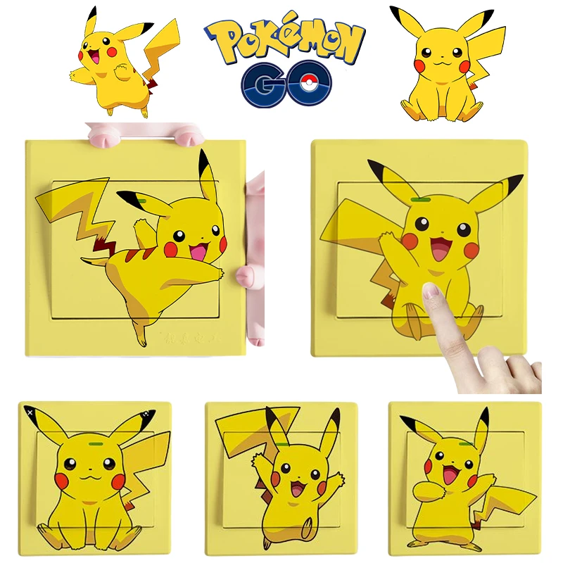Pokemon Pikachu Cartoon Switch Stickers 6 Pezzi Di Un Set Anime Waterproof Switch Cover Cute Anti Scratch Home Protective Sticker