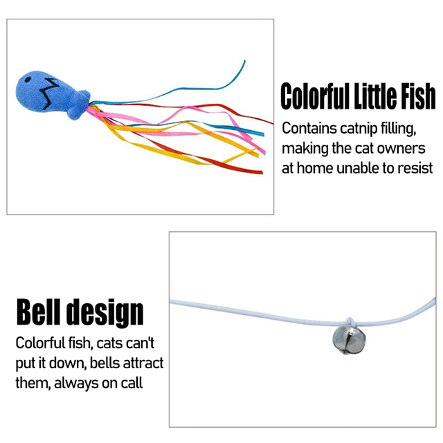 Fashion Cat Wand Toy Natural WoodenTeaser Wand for Cat Interactive Elastic String Cat Stick Pole Toy for Indoor 4