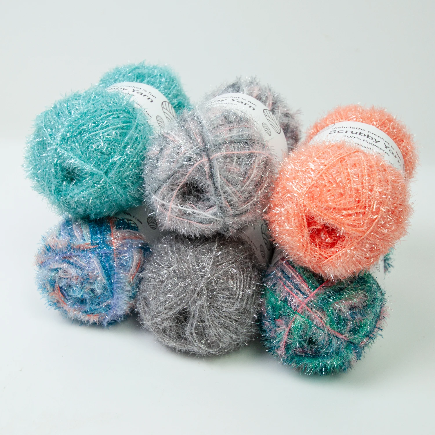 Scrubby Yarn for Scrubbies 6pcs Scrubbing Yarn Rainbow Colored Polyester for Dish Scrubber Crochet Knitting Project Craft Kit 6