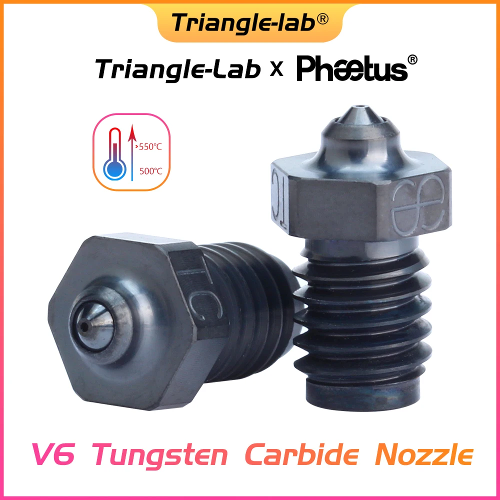 C Trianglelab Phaetus collaboration Tungsten Carbide Nozzle v6 Super Wear-Resistance DLC coating M6 thread for v6 hotend DDE blv