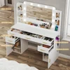 Makeup Desk with Lights, Large Desk with Mirror and Lights in 3 Models, with Power Outlet, Desk 5