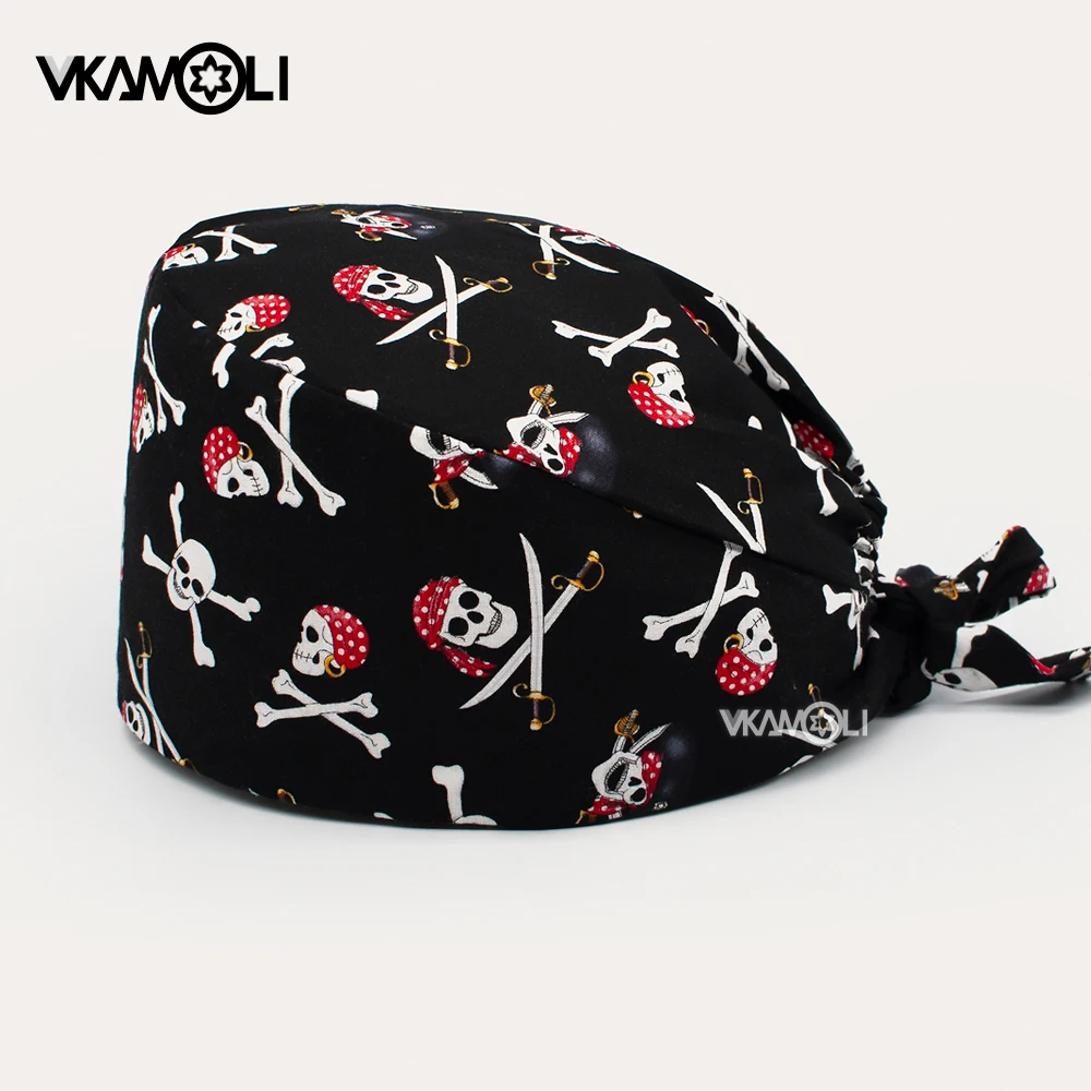 Skull pattern Scrubs hat Fashion Breathable Scrub Cap Unisex Health service Workers adjustable caps nursing hat medical scrub hats
