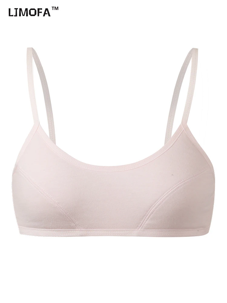 LJMOFA 8-16T Child Girls Bra Solid Color Young Girls Student No Rims Underwear Training Puberty Simple Undergarment Clothes B240