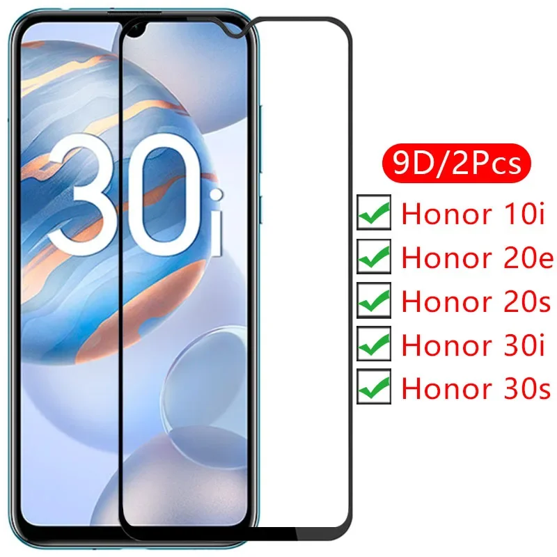 

9d screen protector tempered glass case for huawei honor 30i 30s 20s 20e 10i cover on 10 30 i i10 i30 protective phone coque bag