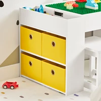 SoBuy KMB75-W Table pour enfants avec 2 chaises, ensemble table et chaise pour enfants, groupe de sièges pour enfants avec rangement, table de jeu, blanc, 87x50x50cm 7