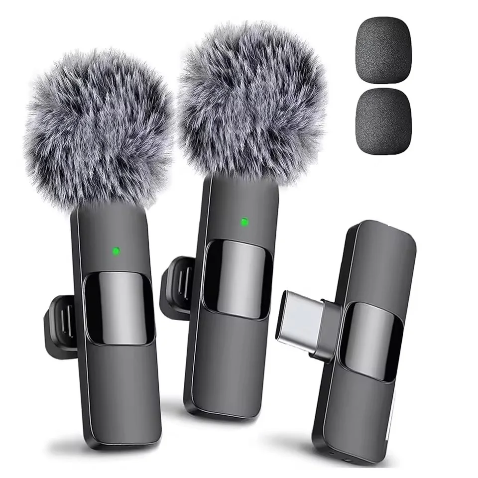 NEW Wireless Lavalier Microphone Audio Video Recording Mini Mic For iPhone Android Laptop Live Gaming Mobile Phone Microphone