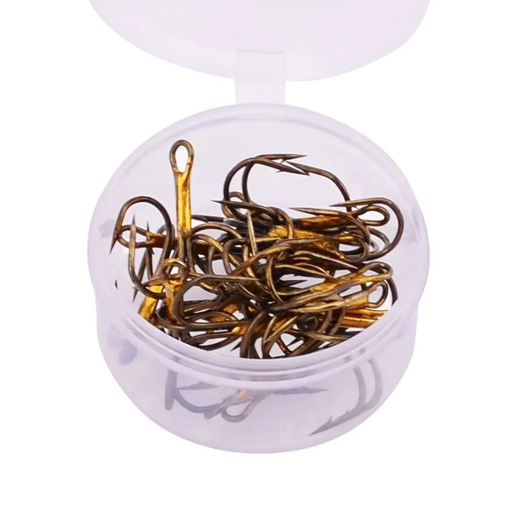 

20pc/Box High Carbon Steel Treble Fishing Hook Accessories Stainless Strong Super Round Treble Hook Barbed Jig Hooks
