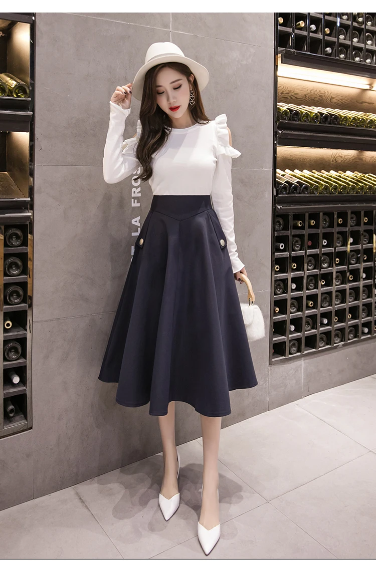 Elegant Retro High-waist Umbrella Skirt Large Swing Long A-line Skirt Long Skirts 2022 Spring and Autumn New Women Clothing golf skirt