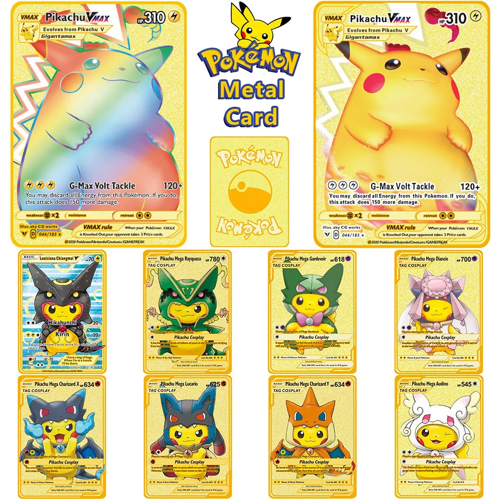 Anime Pokemon Metal Card English Eevee Mewtwo Pikachu Gold Vmax Gx Ex  Speelgoed Collection Children's Gifts Pokemoncards Toy - Game Collection  Cards - AliExpress