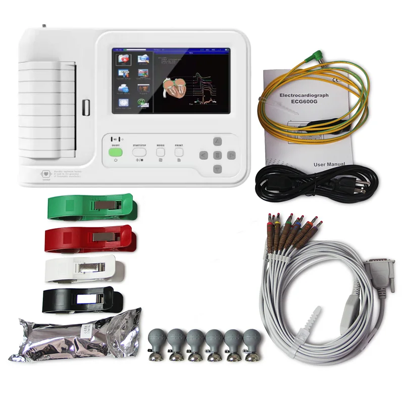 CONTEC ECG600G Touch Digital 6 Channel 12 Lead Electrocardiograph EKG Monitor with Thermal Printer