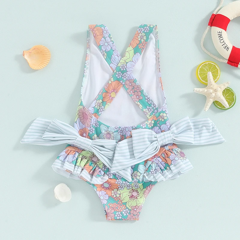 

Toddler Baby Girl Swimsuit Summer Floral Sleeveless Romper Ruffled Monokini Swimwear Bathing Suits Beachwear