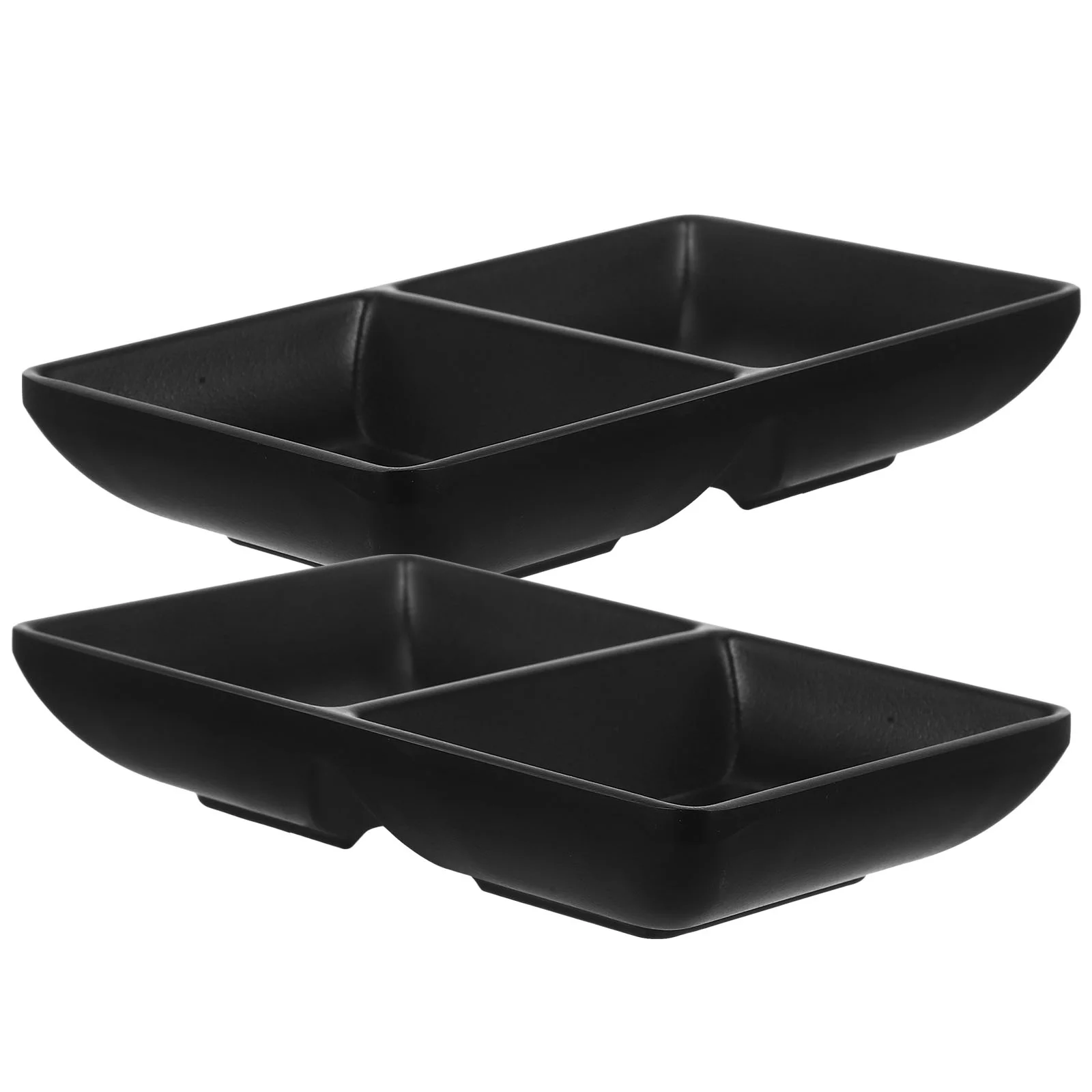 2 Pcs Double Sauce Dipping Bowls Spice Plates Seasoning Dishes Small Melamine Bowls Dinner Condiment Containers Serving Plates