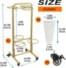 Stand With 6PCS Buckets, 2 Layers Metal Plant Stand with Wheels, Heavy Duty Moving Plant Cart Shelf, for Indoor, Outdoor Patio G 4