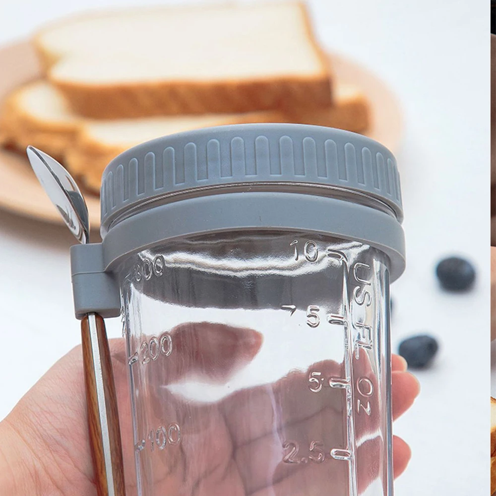 Overnight Oats Jars Milk Fruit Salad Food Storage Container Glass Breakfast Cup Mason Jars Kid Water Bottle Kitchen Item 6