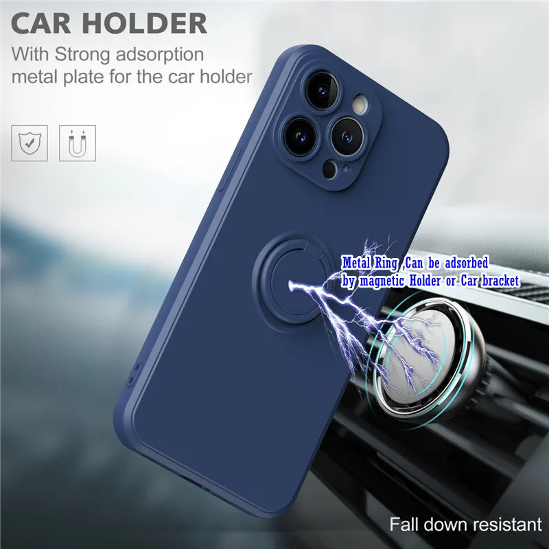 Coque téléphone magnétique en silicone avec anneau de support_voghion.com