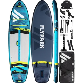 FLYPARK 10'8/11'x35'' Fishing Inflatable Paddle Board Extra Wide SUP Paddleboard Inflatable, Stable Stand-Up Paddle Kayak seat 1