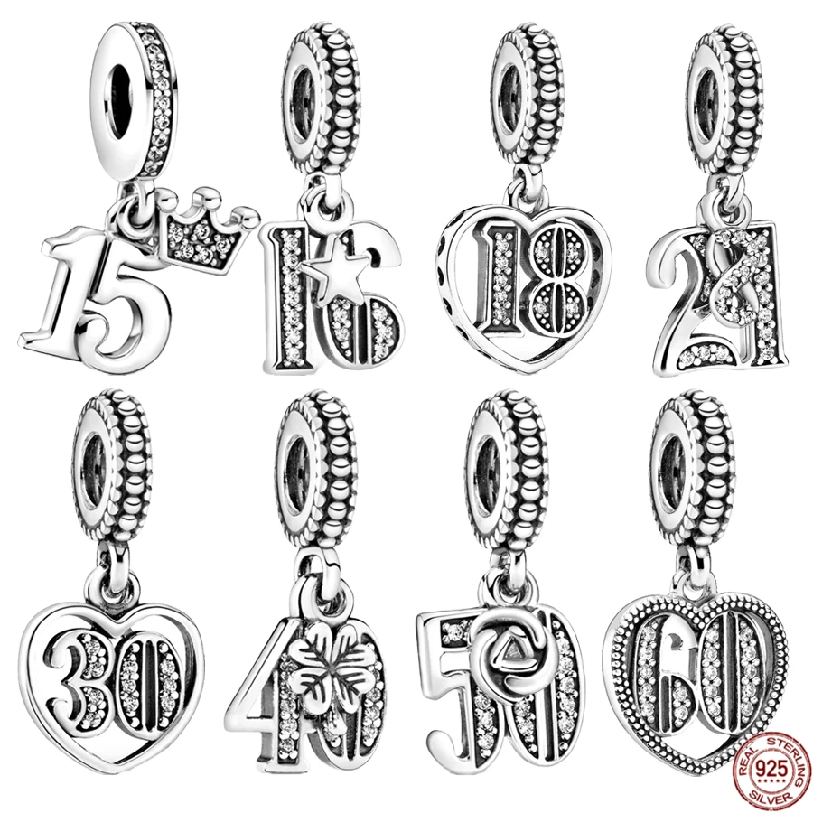 

Sell Well 925 Sterling Silver Age Celebration Dangle Charm Beads Fit Original Pandora Bracelet Fashion Jewelry Gift