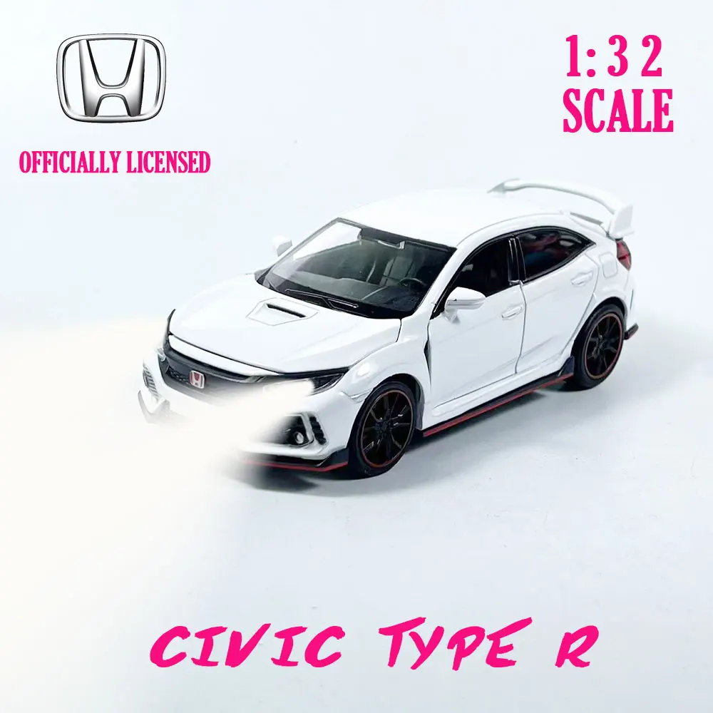 

1:32 Honda Civic type R Diecast Pullback Muscle Car Model Repilca with Light Sound Scale Alloy Miniature Kid Boy Xmas Gift Toy b
