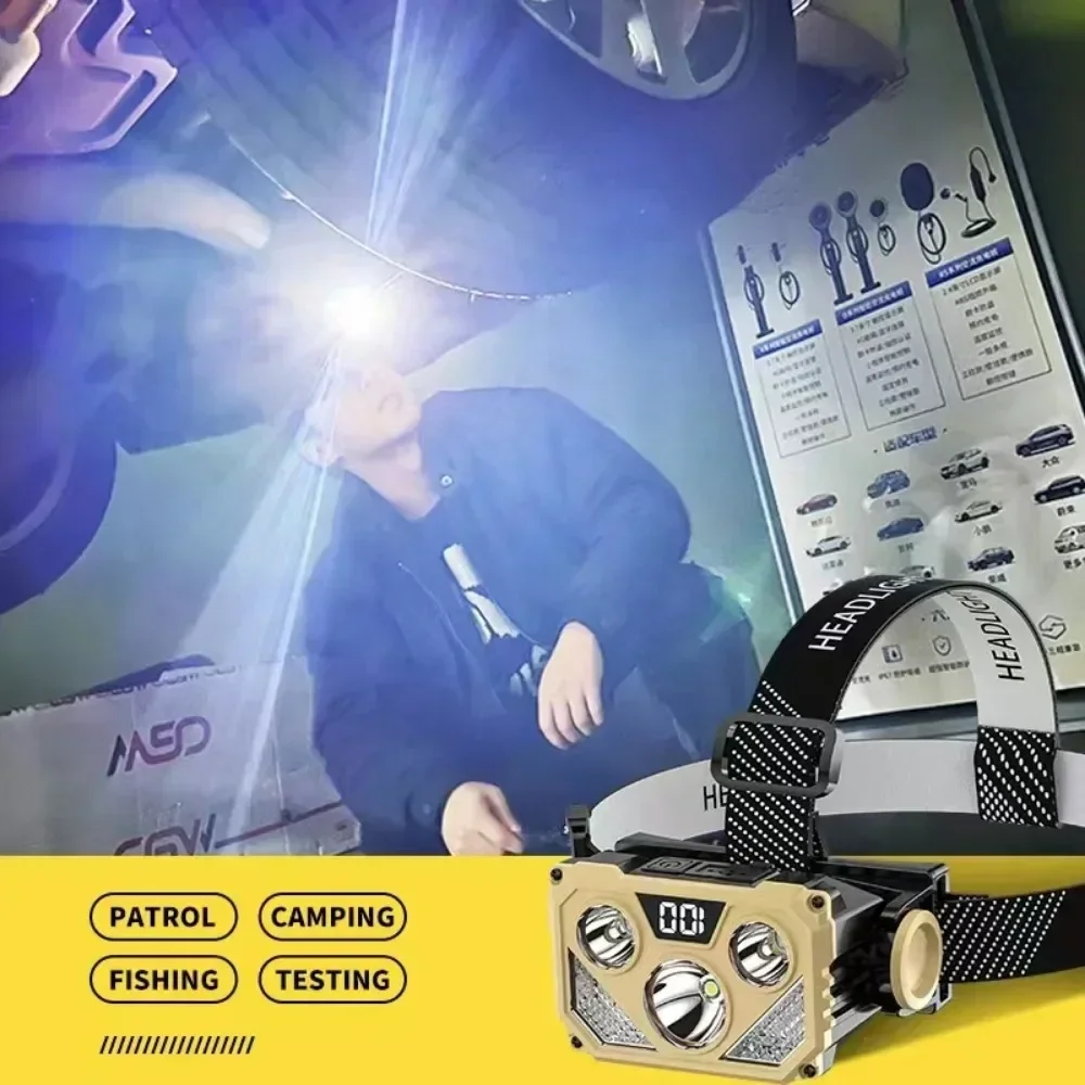 캠핑 낚시를 위한 파란색과 빨간색 빛을 가진 이마 손전등을 가진 USB 재충전용 LED 헤드램프 옥외 밤 헤드램프