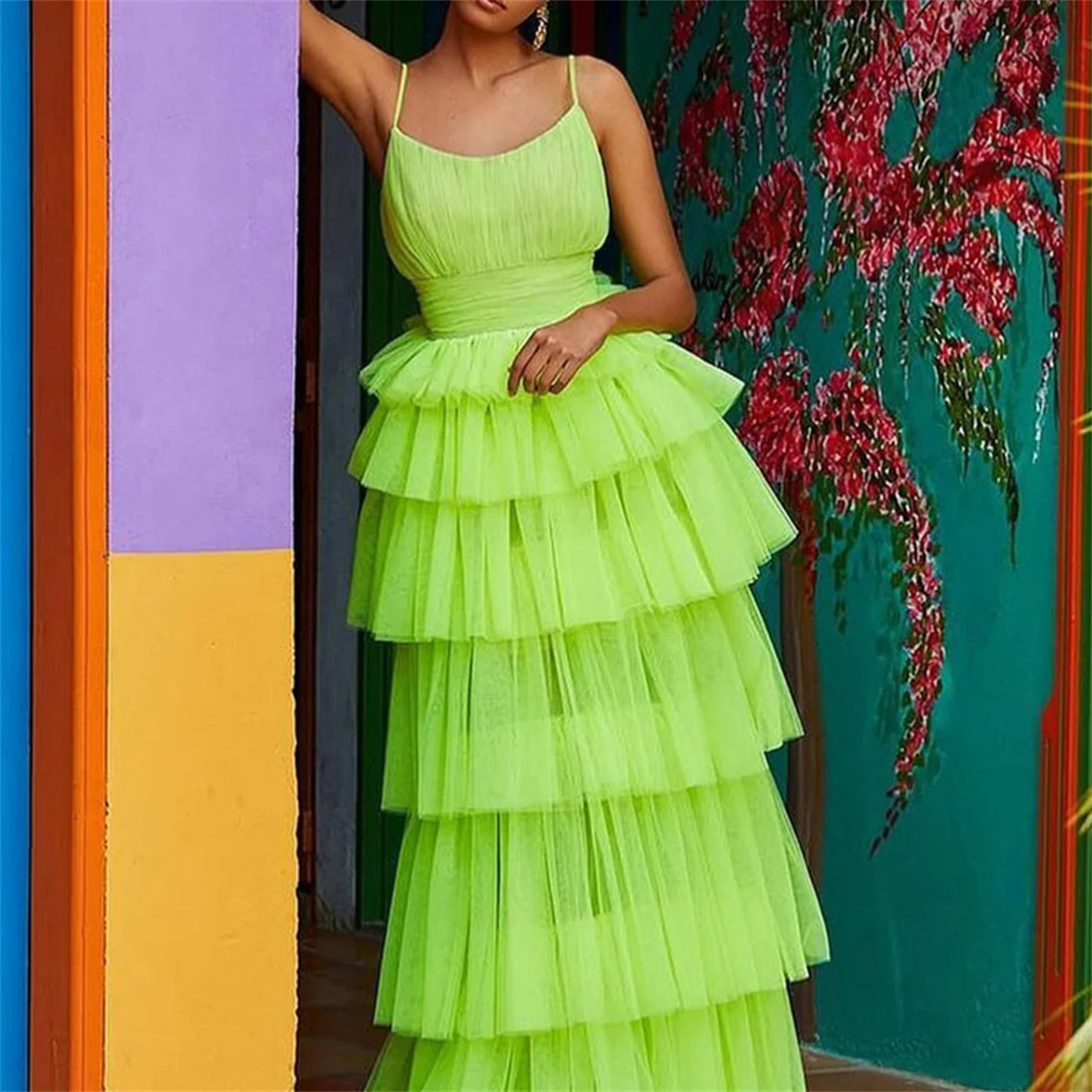 

Sleeveless Floor-Length Ball Gown/Evening/Cocktail Party Solid Color Cascading Sling Dress 2023 Popular Trouwjurk Gelinlik
