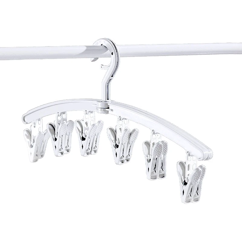 12 Clips Sock Drying Rack Windproof Underwear Clip Dormitory Student Folding Hanger Household Drying Clip Plastic Hanger 5
