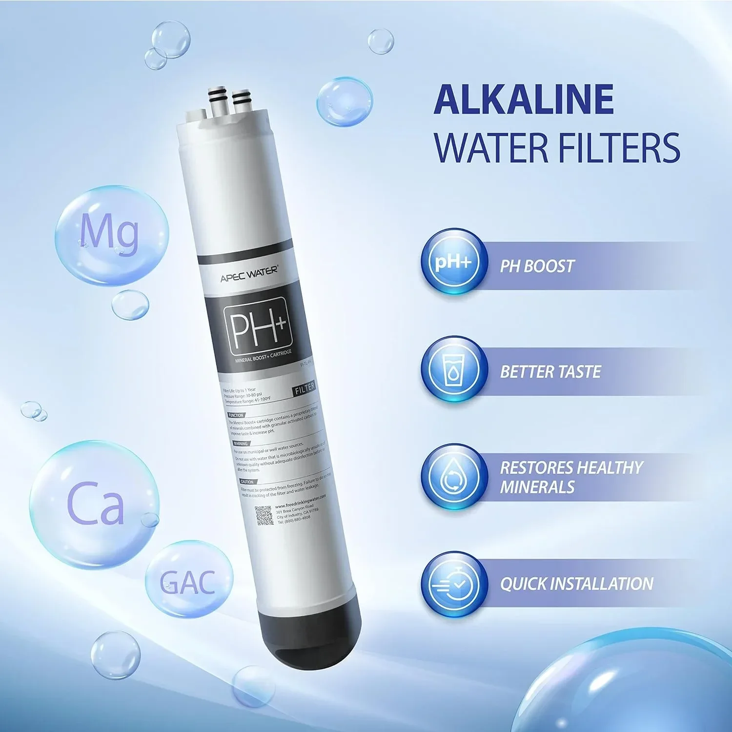 ROTL-600-PH Tankless Reverse Osmosis System 3-Stage Water Filter System W/ PH+, Pure Alkaline Water Filter, Replacement Reminder