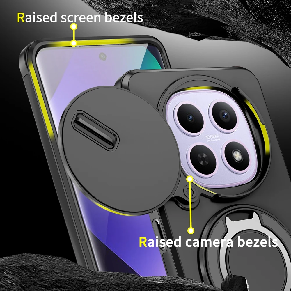 Enhanced Armor Case with Slide Lens Protection and Magnetic Ring Holder