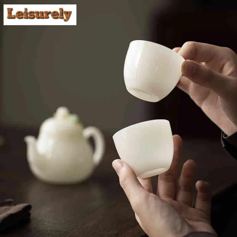 Handamde Pure Jade Porcelain Tea Set Complete Set Luxury Tea Ceremony Set Teapot And Tea Cup Set Chinese Tea Set Craft Gift Box