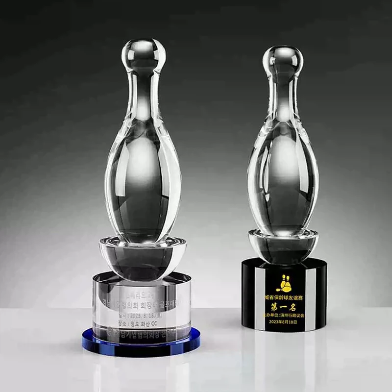 Customized Highend Bowling Crystal Trophy Creative Champion Sports Games Lettering Trophy Home Decoration Award Gift Rewards 1Pc