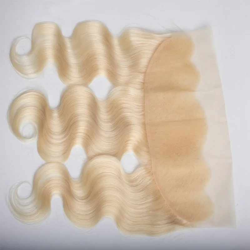 613 Blonde Body Wave 13x4 Lace Frontal Human Hair Pre-Plucked Hairline Soft Brazilian Virgin Hair Transparent Lace Closure