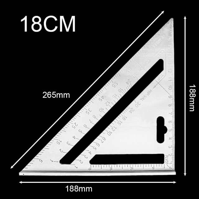 Square Triangle Ruler Aluminum Alloy Triangle Angle Ruler Protractor Woodworking Measurement Tool Square Layout Gauge