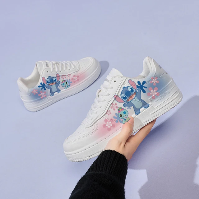 Disney-Lilo & Stitch sapatos de lona, desenhos animados bonitos, padrão  pequeno monstro, top alto, esportes, moda casual - AliExpress