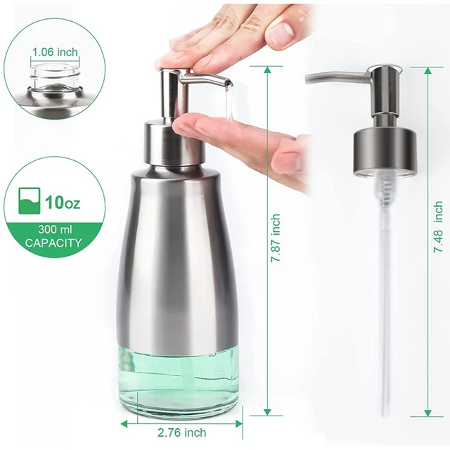 Dispensador de jabón integrado para fregadero de cocina WEWE, acero  inoxidable, níquel cepillado en encimera, dispensador de jabón de repuesto  de