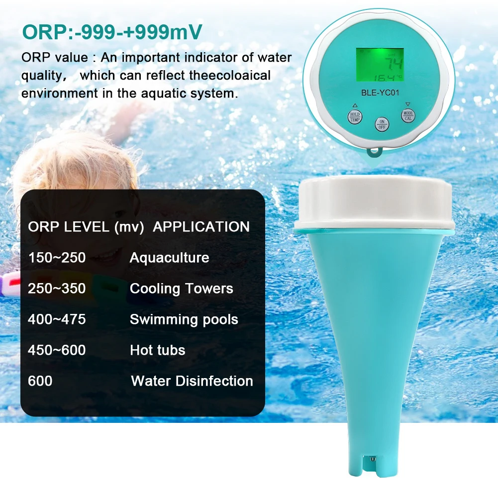 Water Quality Detector 6 in1 Water Quality Detector PH EC TDS ORP CL Temperature for Swimming Pool