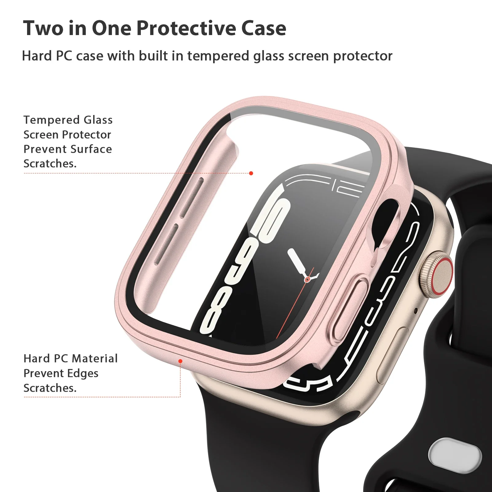 Apple Watch Series 용 강화 유리 시계 케이스 7 8 2 3 4 5 6 iWatch 40mm 41mm 44mm 45mm 쉘용 커버 화면 보호 필름