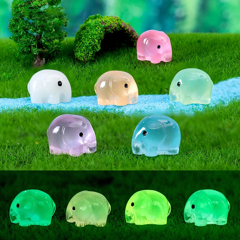 

Миниатюры в виде слона, светящиеся ночью, сказочное украшение для сада, милые полимерные мини-статуэтки в виде слонов, домашний декор, кукольный домик «сделай сам», 1 шт.