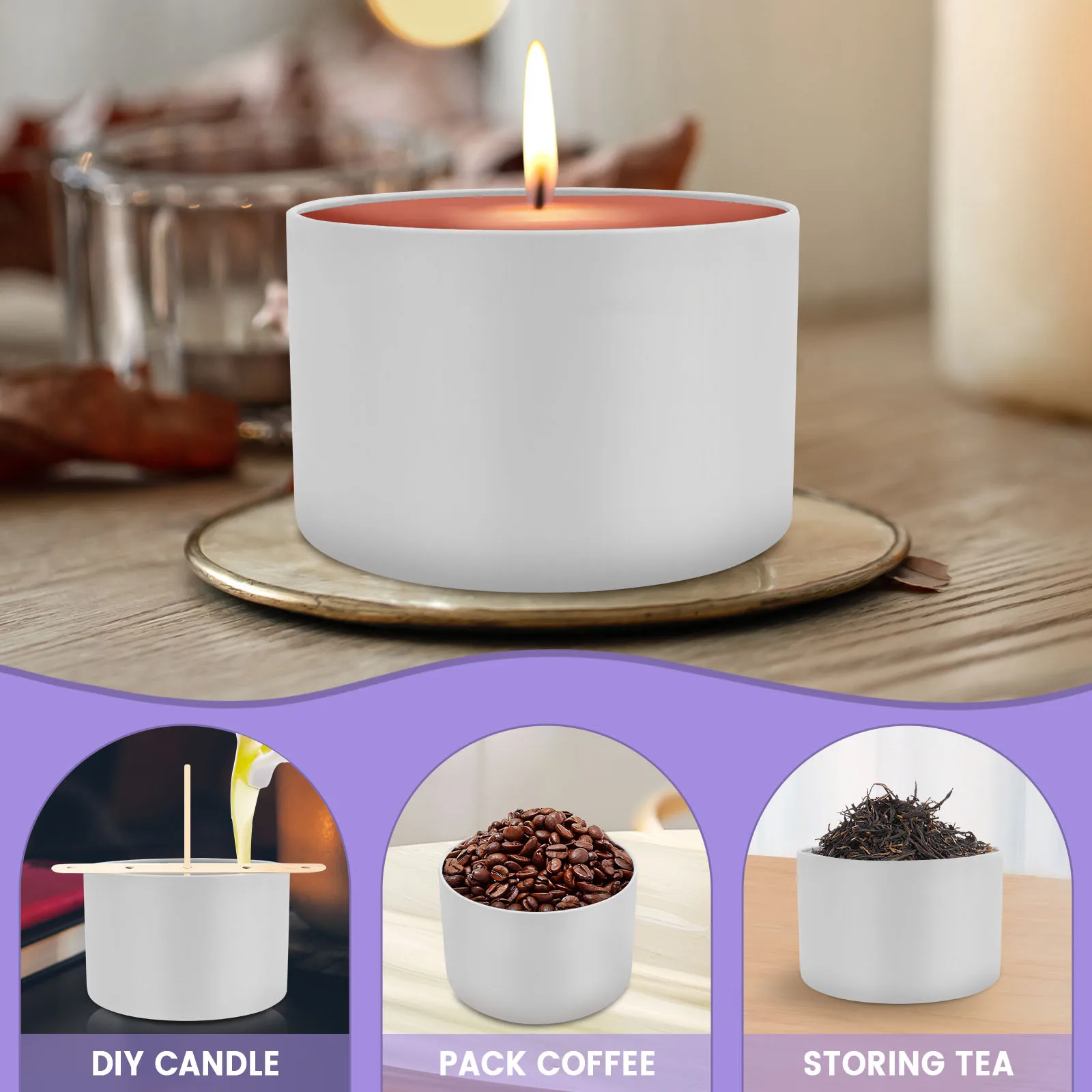 12Pcs 8oz Iron Empty Candle Tins for Making Candles Compact Candle Making Jars Multipurpose DIY Container With Lid