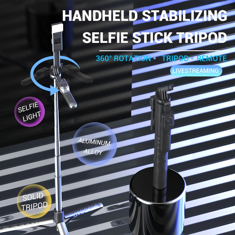 Roreta Wireless Selfie Stick Tripod Foldable Stand for Gopro Action Cameras Smartphones Balance Steady Shooting Live selfie stick tripod