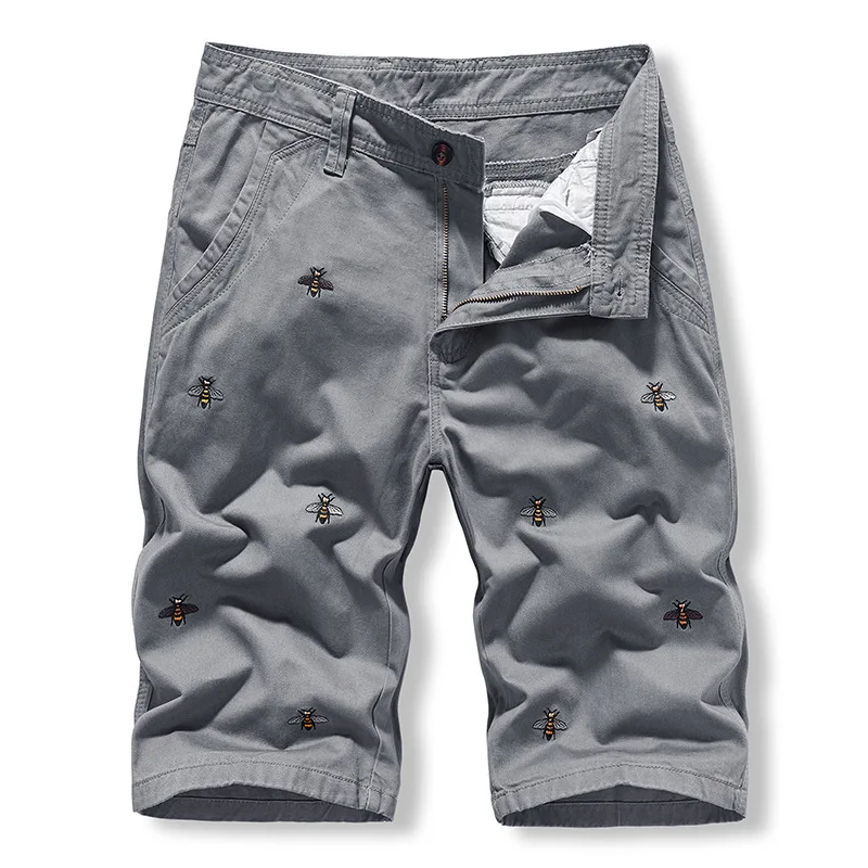 

Casual Cargo Shorts Men's Summer New Trend 2023 100% Cotton Pants Small Dense Front Embroidered Sports Six Quarter Pants