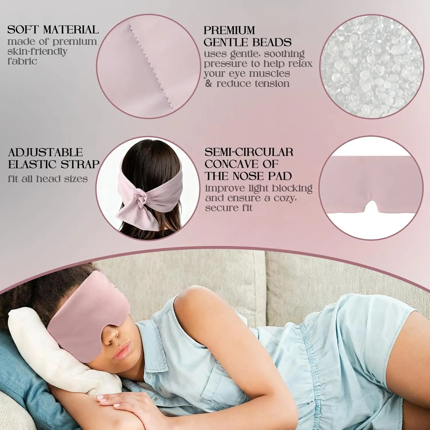 Weighted Eye Mask for Sleeping Soft Blackout Gravity Sleep Mask Gentle Pressure Eyes Cover with Adjustable Elastic Travel Gifts