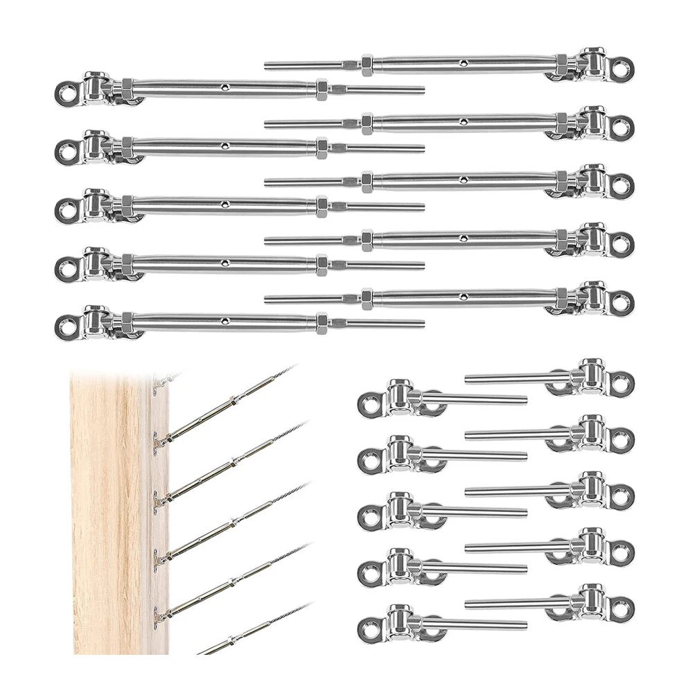 Trilho de Cabo Kit para Madeira Post Ângulo do Sistema Fácil Escadas Ajustáveis Deck Aço Inoxidável T316 180 ° 10 Pares