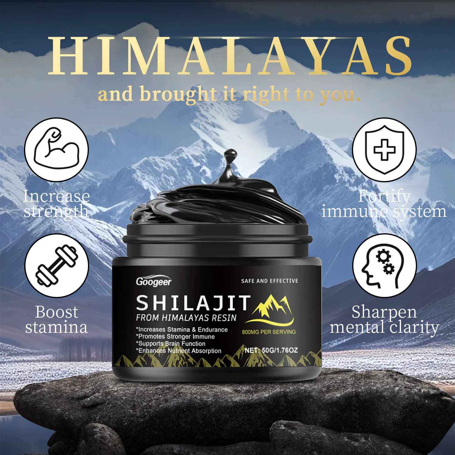 Pure 800MG Himalayan Natural Shilajit Resin Lab Fulvic Acid Tested 85+ Trace Minerals Fulvic Acid Care Lab Tested 1-5Bottles